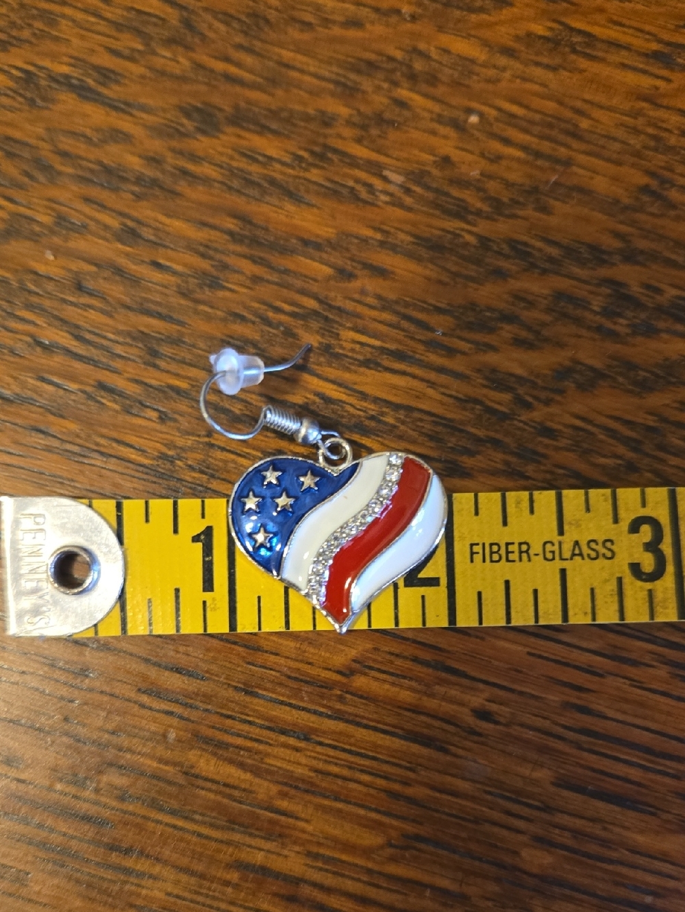 ♦️Heart Shaped Patriotic Red White & Blue Earrings FINAL PRICE - Picture 7 of 8